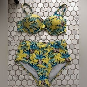 cupshe | Pineapple Convertible Top Two-Piece Hi-Waisted Bathing Suit